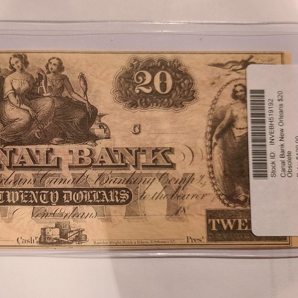 Canal Bank New Orleans $20 Obsolete Banknote From the 1850s - Picture 2 of 7